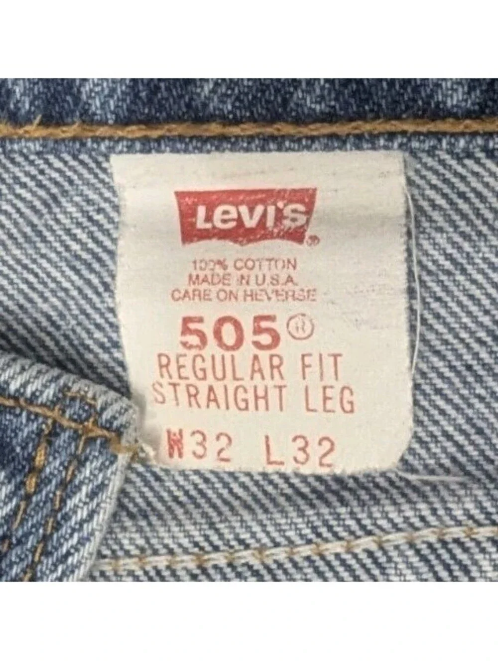 Vintage Levis 505 Jeans Mens 32x32 Orange Blank Tab Reg Straight Fit Made USA